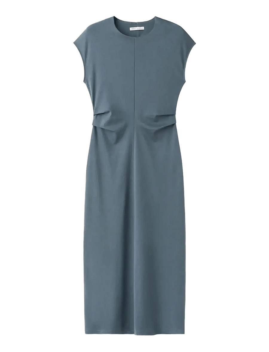 Mango - Midi-dress with draped detail - midi kjoler - medium blue - 1