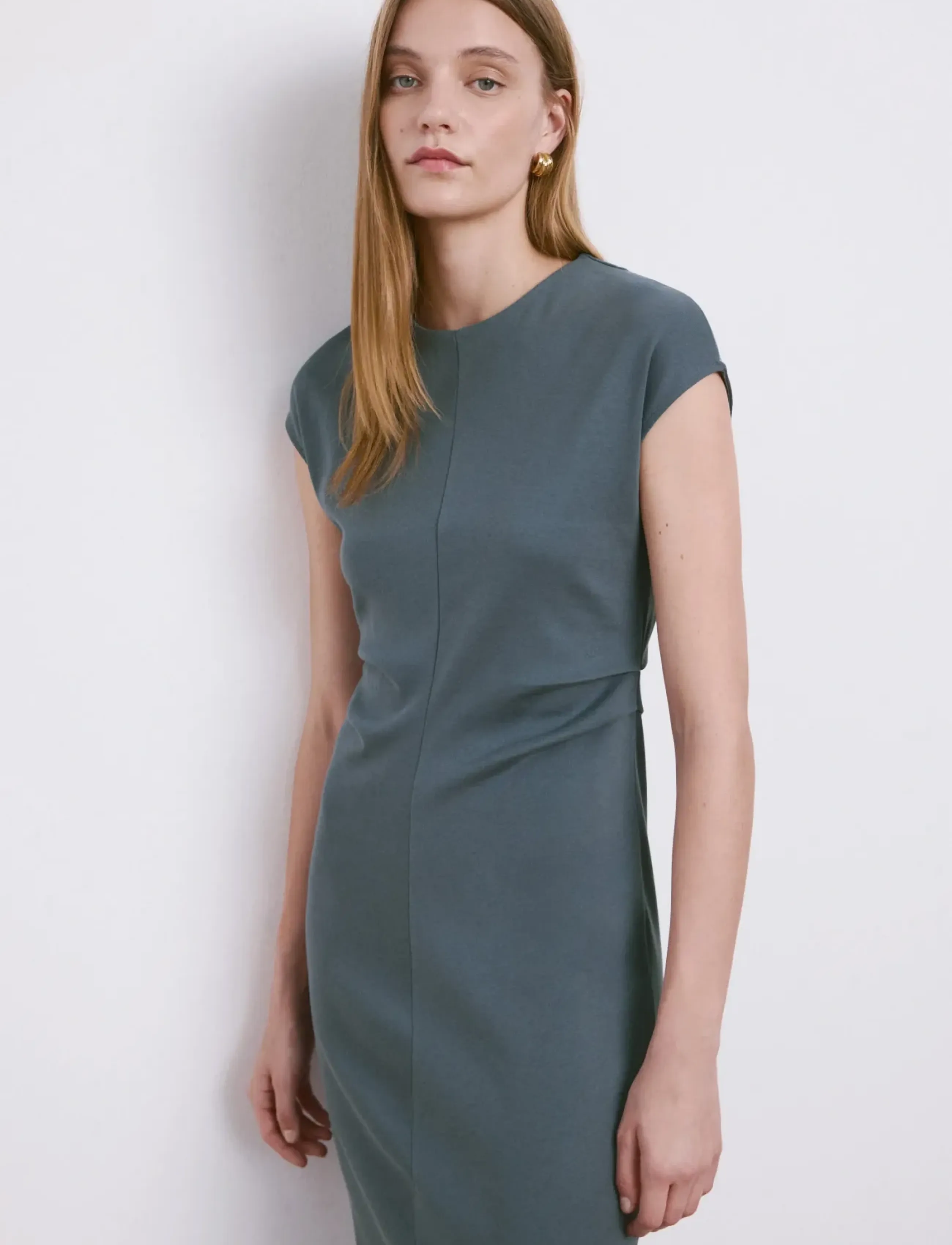 Mango Midi-Dress With Draped Detail, Kvinder, Draperet Midi Kjole, Blå, Str: M