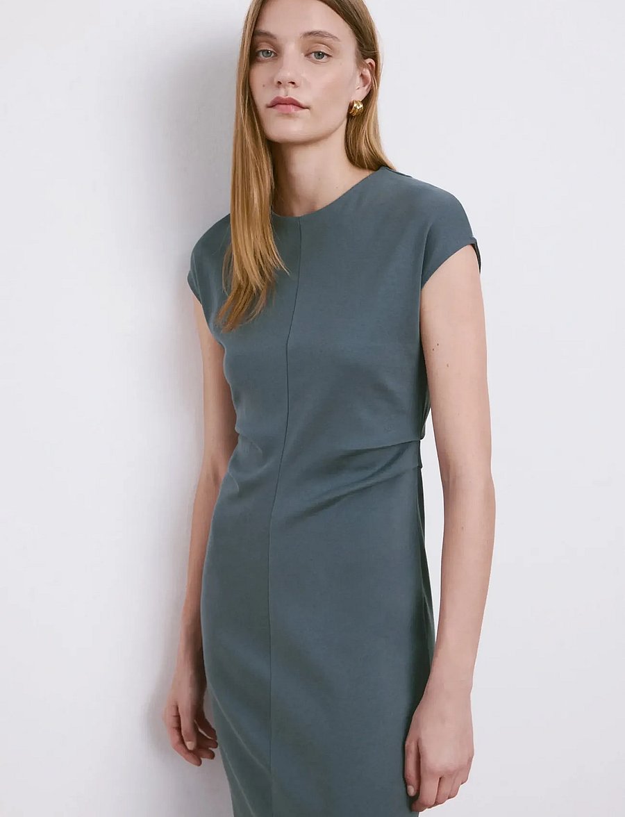 Mango - Midi-dress with draped detail - midi kjoler - medium blue - 0