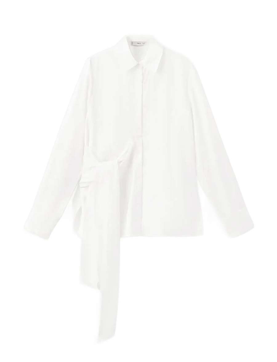 Mango - Side knot blouse - långärmade blusar - natural white - 1