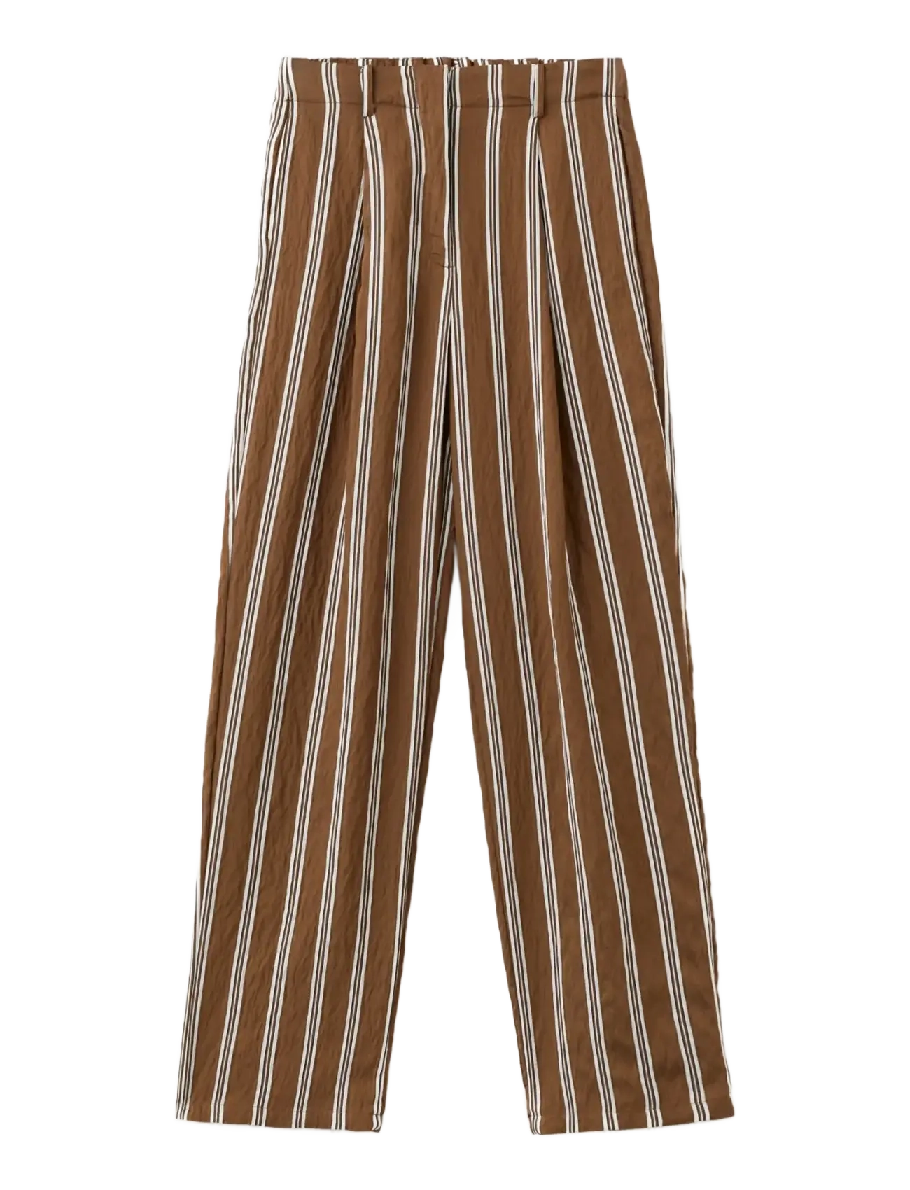 MANGO Pleated Gestreift Hosen Braun - L - Damen