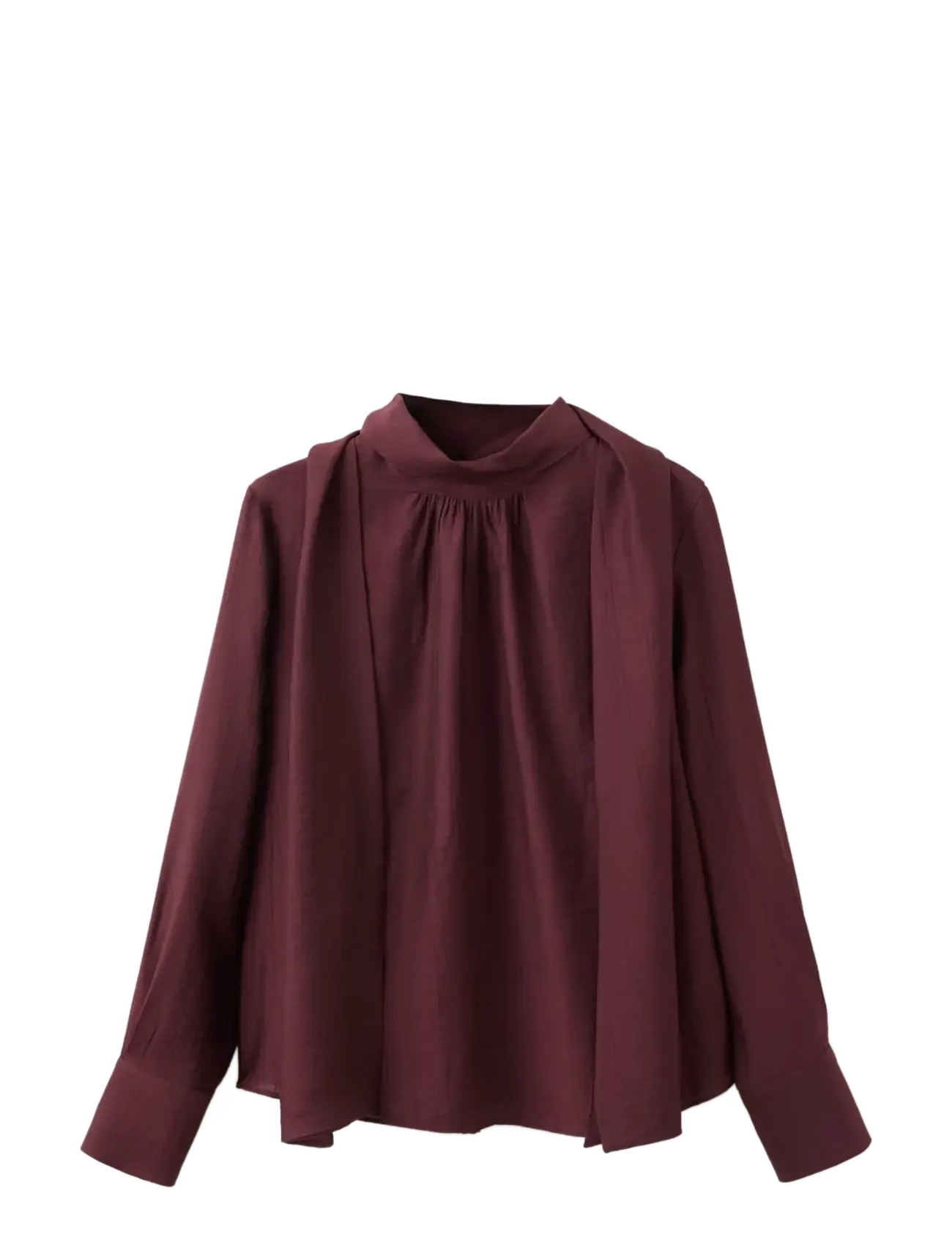 Mango Long-sleeve blouse with a scarf collar - Kleidung - DARK RED / burgundy
