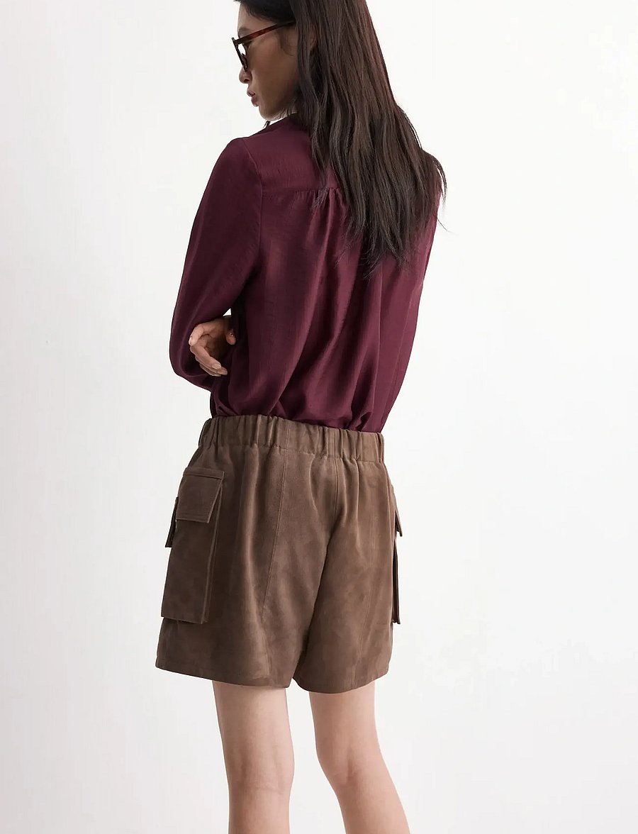 Mango - Long-sleeve blouse with a scarf collar - långärmade blusar - dark red - 2