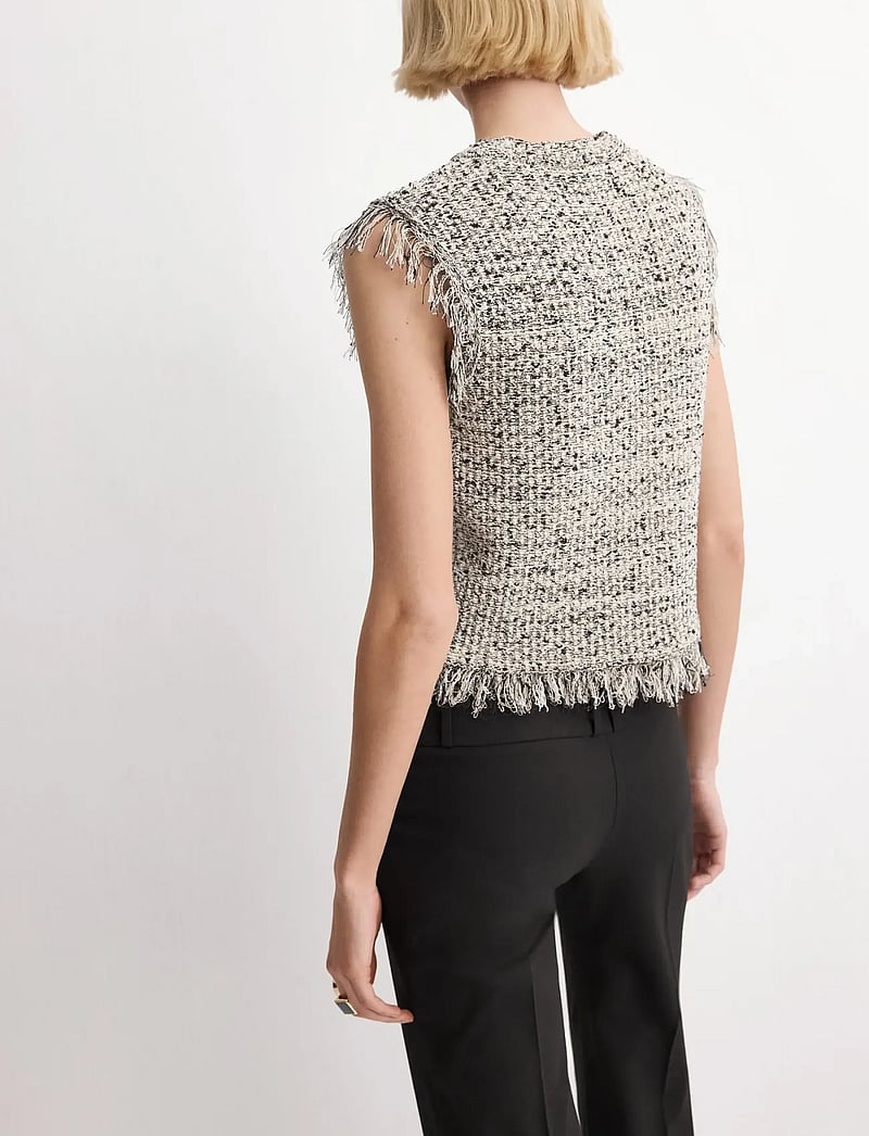 Mango - Tweed top with frayed edge finish - sleeveless tops - black - 2