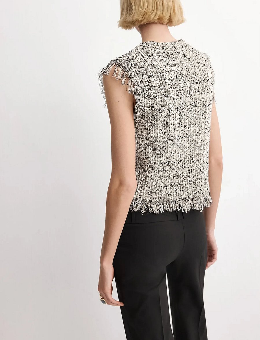 Mango - Tweed top with frayed edge finish - tanktops - black - 2