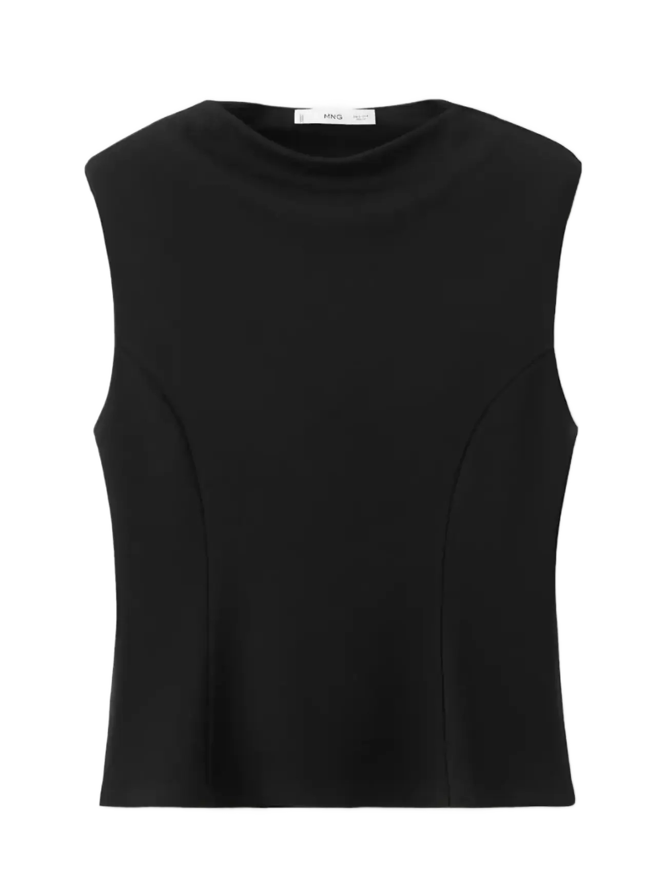 MANGO Peplum Schulter Pad T-Shirt Schwarz - M - Damen