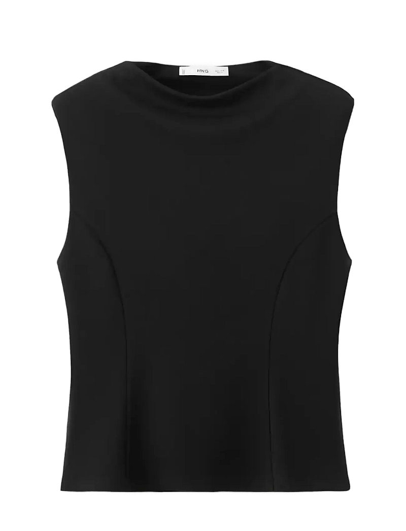 Mango - Peplum shoulder pad T-shirt - tanktops - black - 1
