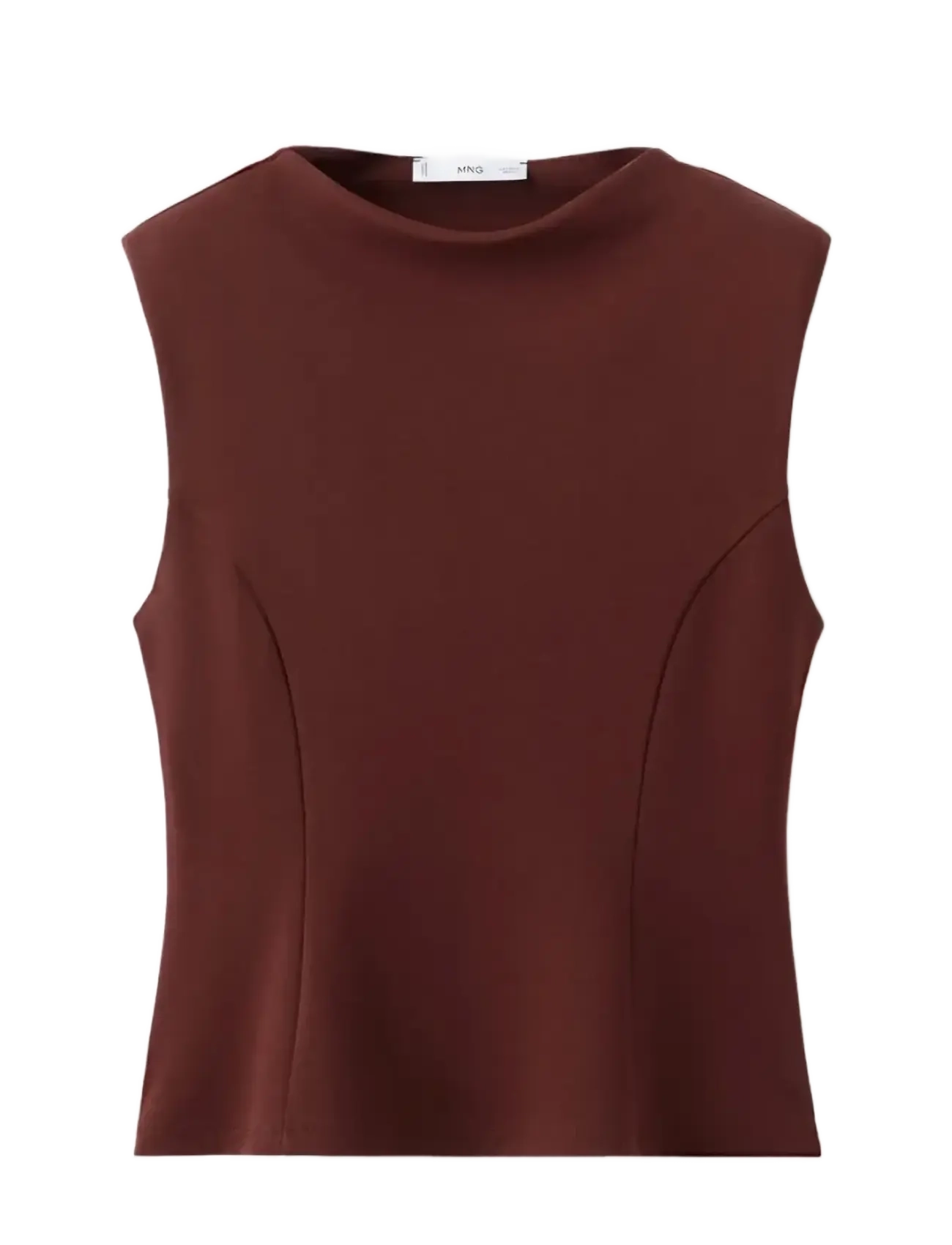 MANGO Peplum Schulter Pad T-Shirt Burgundy - M - Damen