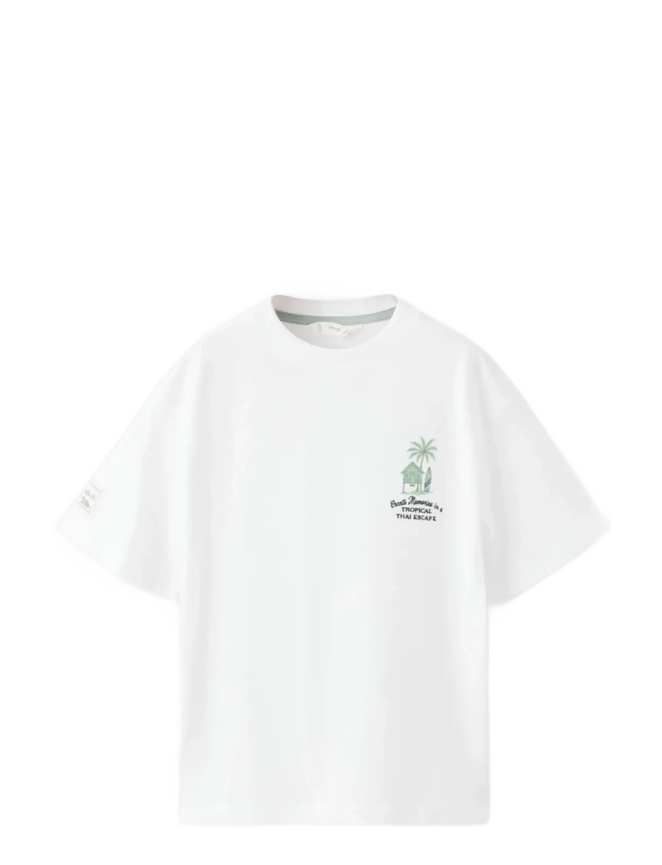MANGO Printed Baumwolle-Blend T-Shirt Weiß - 7-8 - Kinder