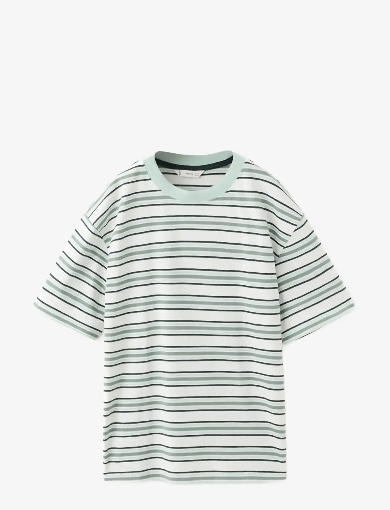 Mango - Striped cotton T-shirt - kortärmade t-shirts - turquoise - aqua - 1