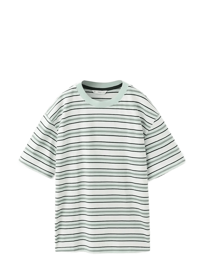 Mango - Striped cotton T-shirt - lyhythihaiset t-paidat - turquoise - aqua - 1