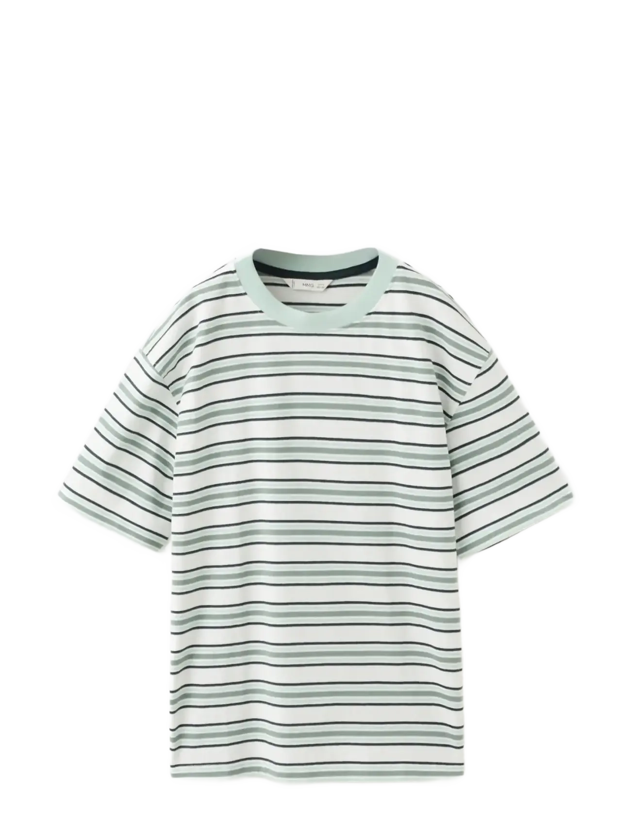 Mango Striped cotton T-shirt - Overdele - TURQUOISE - AQUA / green