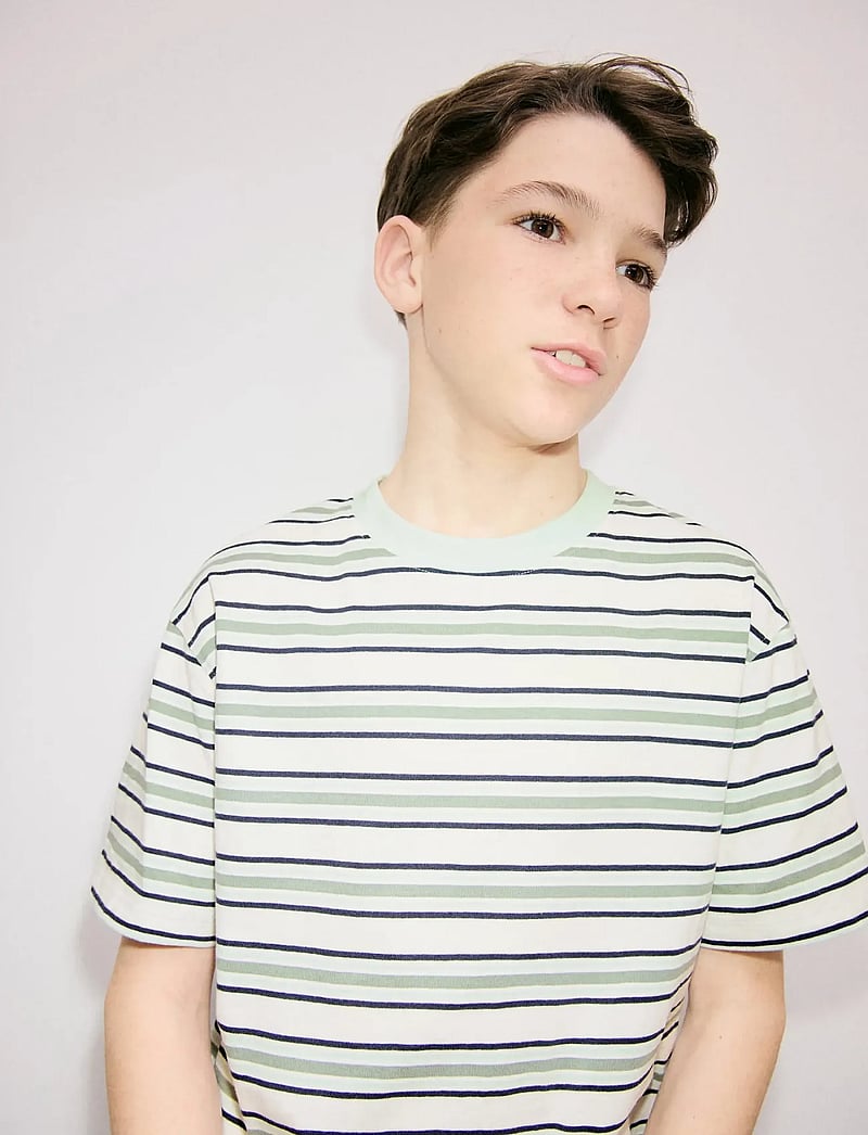 Mango - Striped cotton T-shirt - lyhythihaiset t-paidat - turquoise - aqua - 0