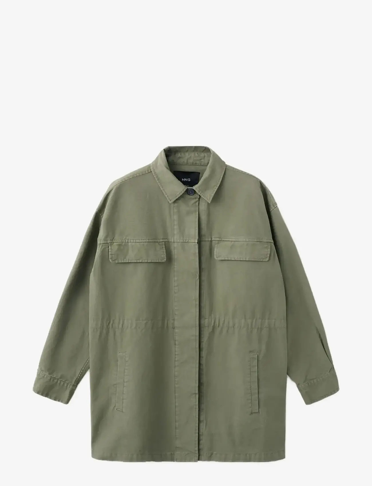 Mango - Oversized denim parka - parkas - beige - khaki - 1