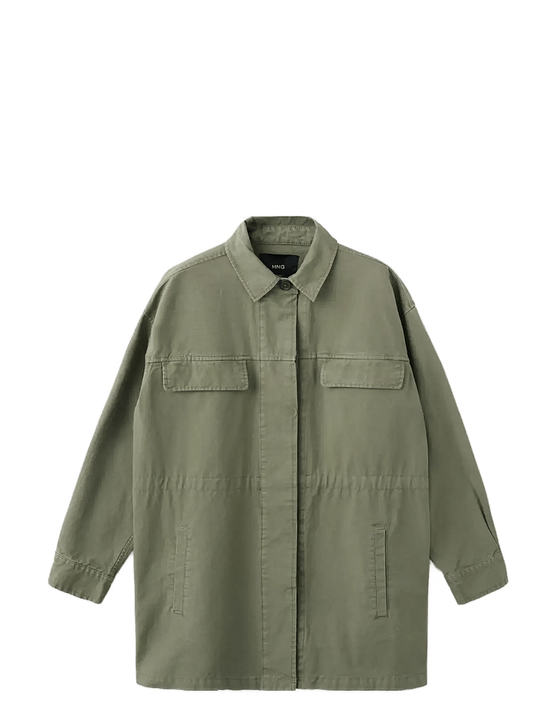 Mango - Oversized denim parka - parkas - beige - khaki - 1