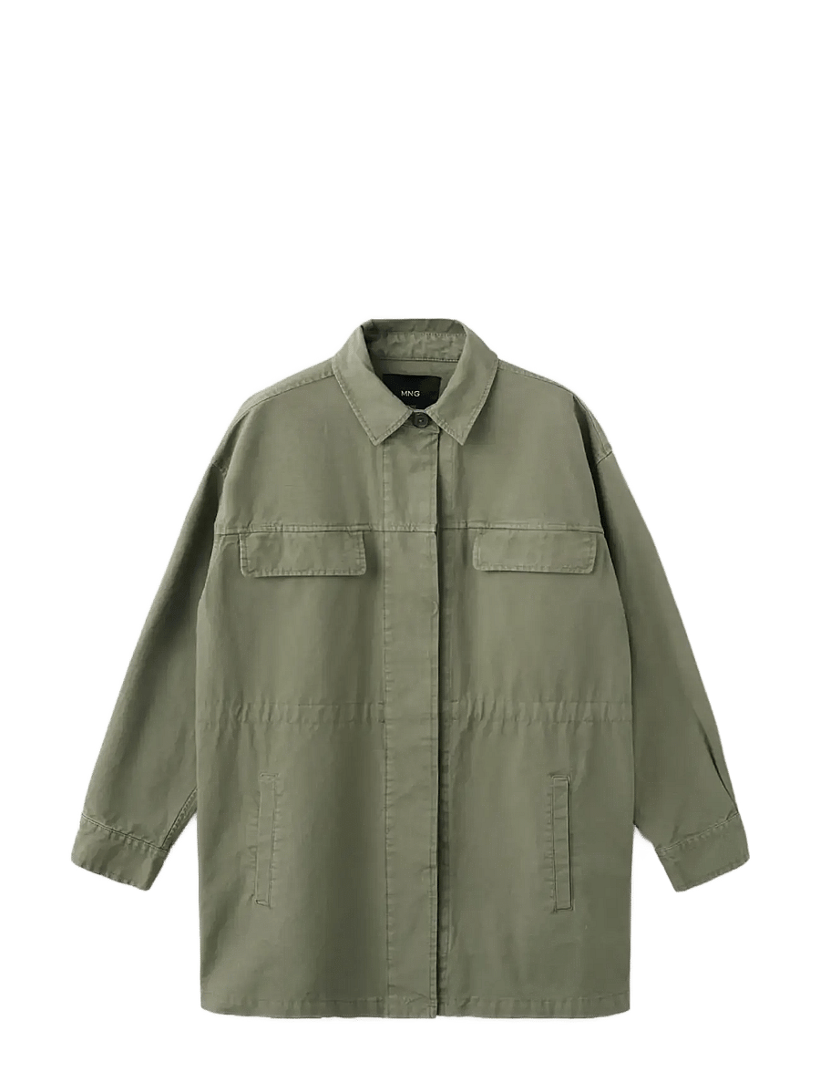 Mango - Oversized denim parka - parkas - beige - khaki - 1