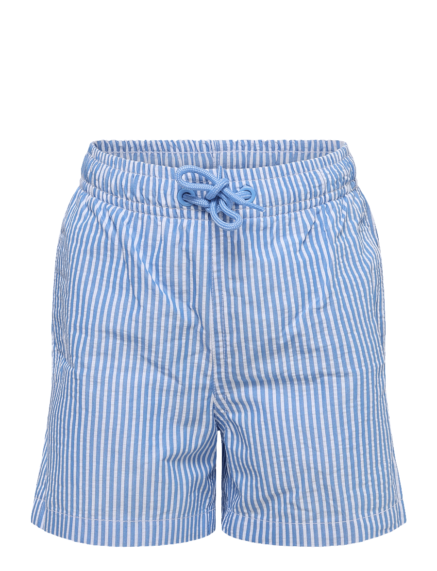 Mango - Seersucker striped swimsuit - badshorts - medium blue - 0