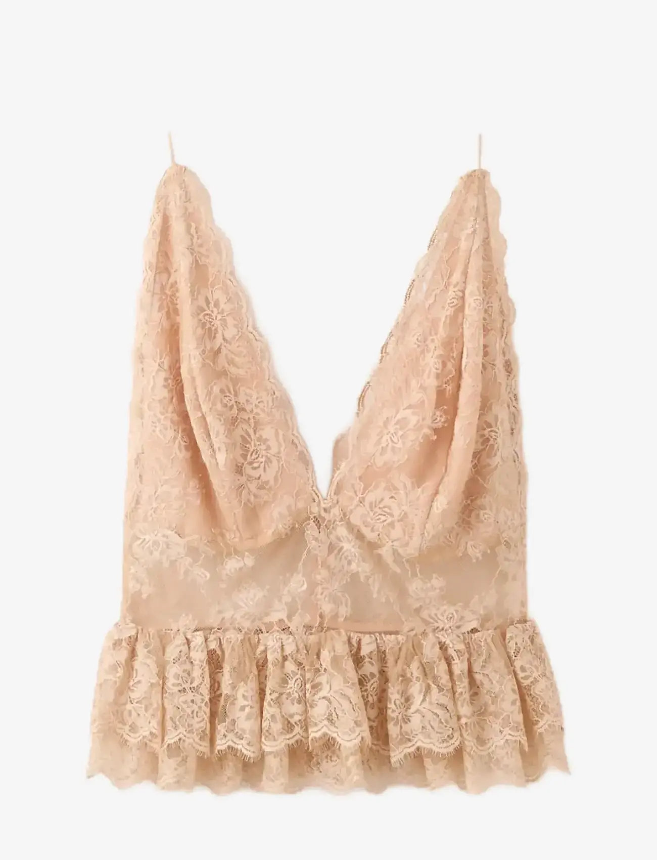 Mango - Ruffles lace top - Ærmeløse bluser - light beige - 1