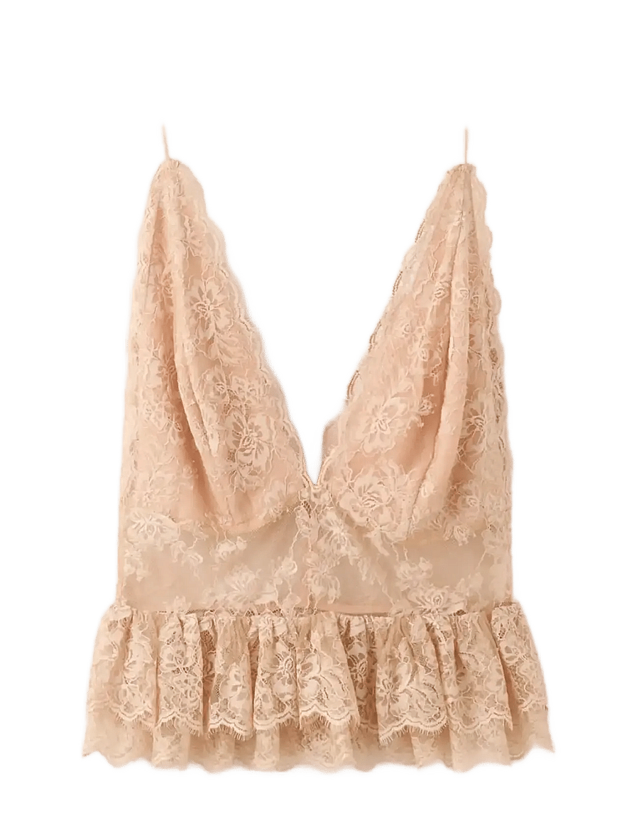 Mango - Ruffles lace top - Ärmellose blusen - light beige - 1