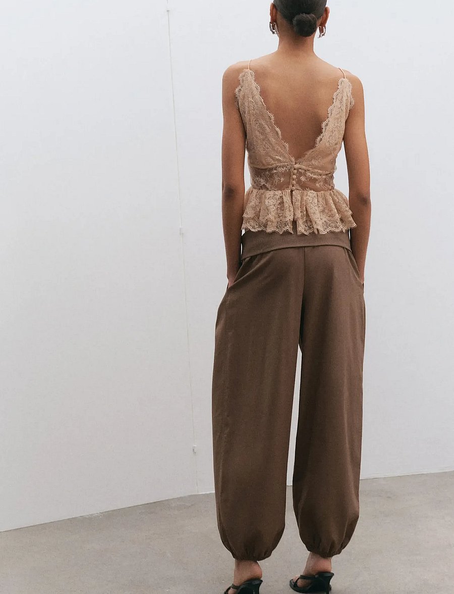 Mango - Ruffles lace top - Ärmellose blusen - light beige - 2