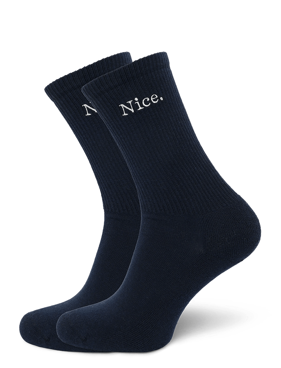 Mango - Embroidered cotton socks - sokker - navy - 0