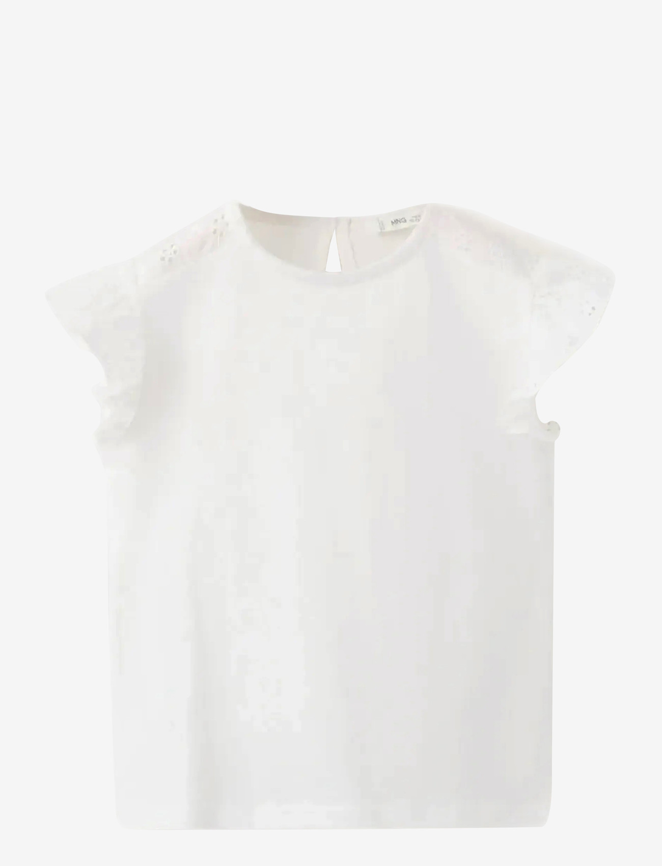 Mango - Ruffle top with embroidered details - blouses & tunics - natural white - 0