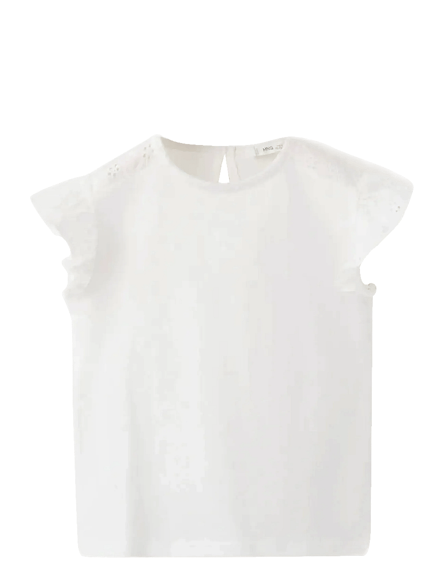 Mango - Ruffle top with embroidered details - bluser & tunikaer - natural white - 0