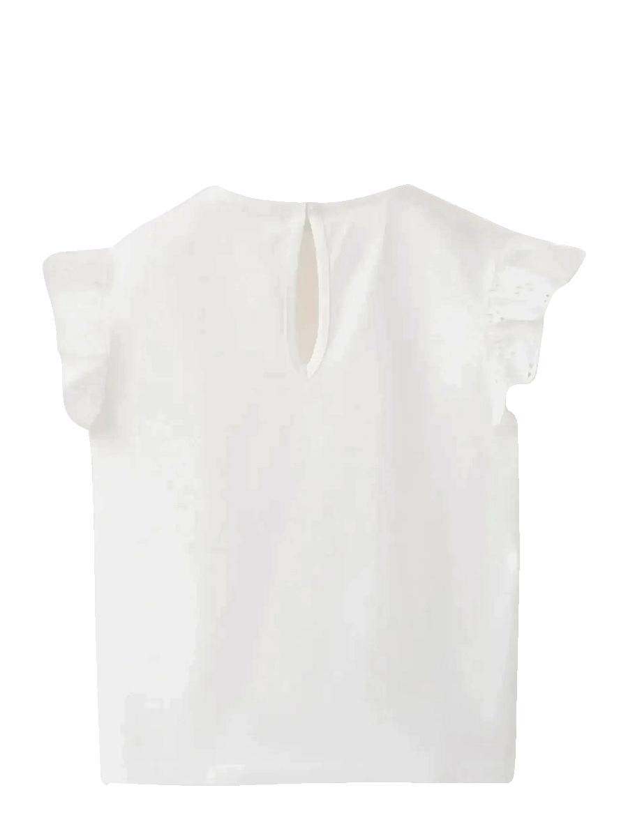 Mango - Ruffle top with embroidered details - bluser & tunikaer - natural white - 1
