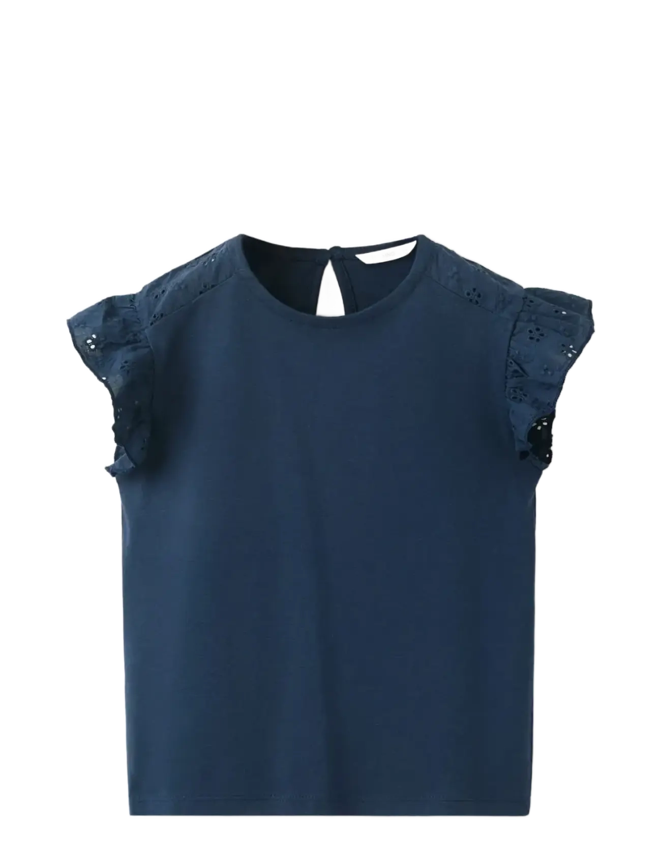 Mango Ruffle Top With Embroidered Details, 2-3, Navy, Overdele > Bluser & Tunikaer, Børn