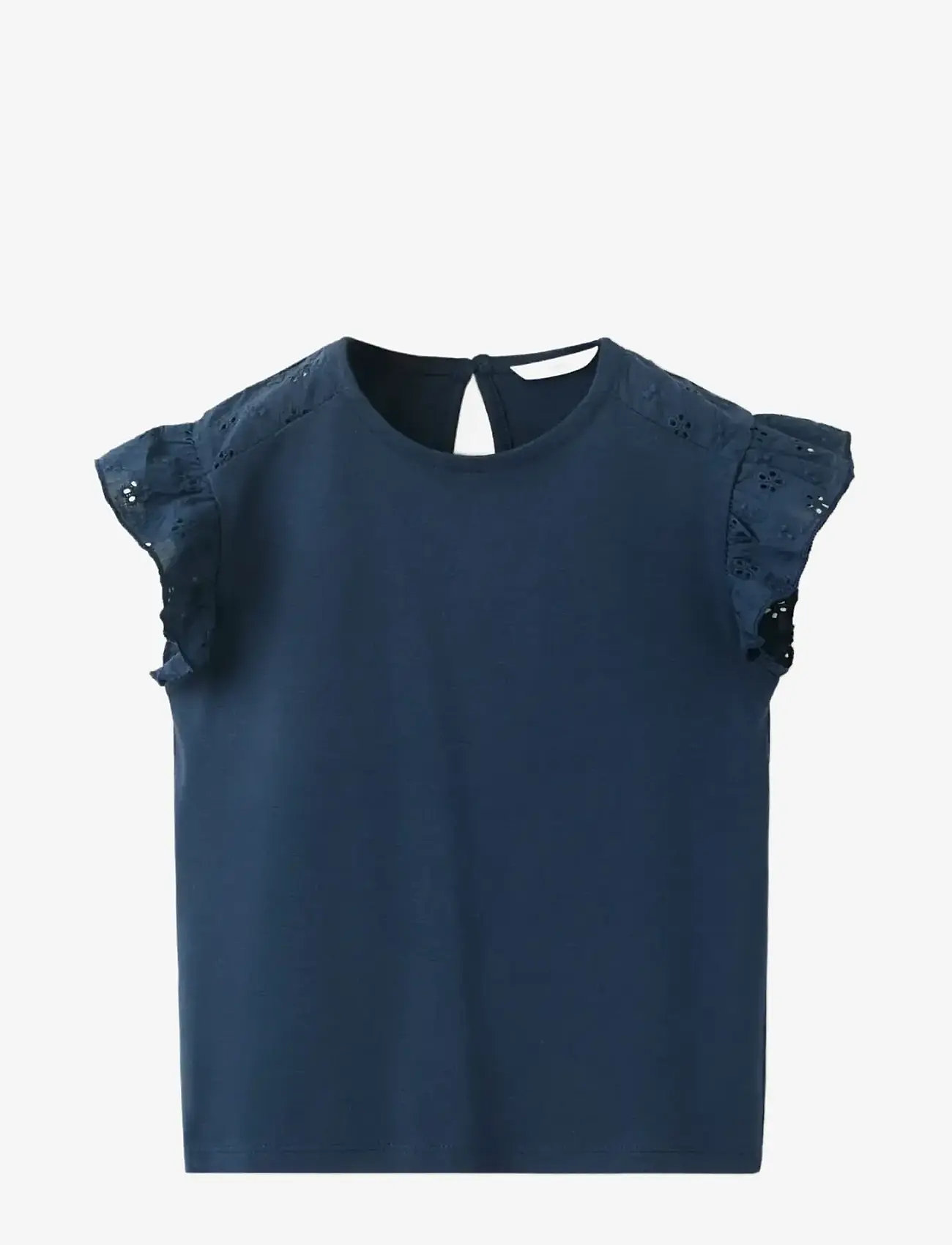 Mango - Ruffle top with embroidered details - bluser & tunikaer - navy - 0