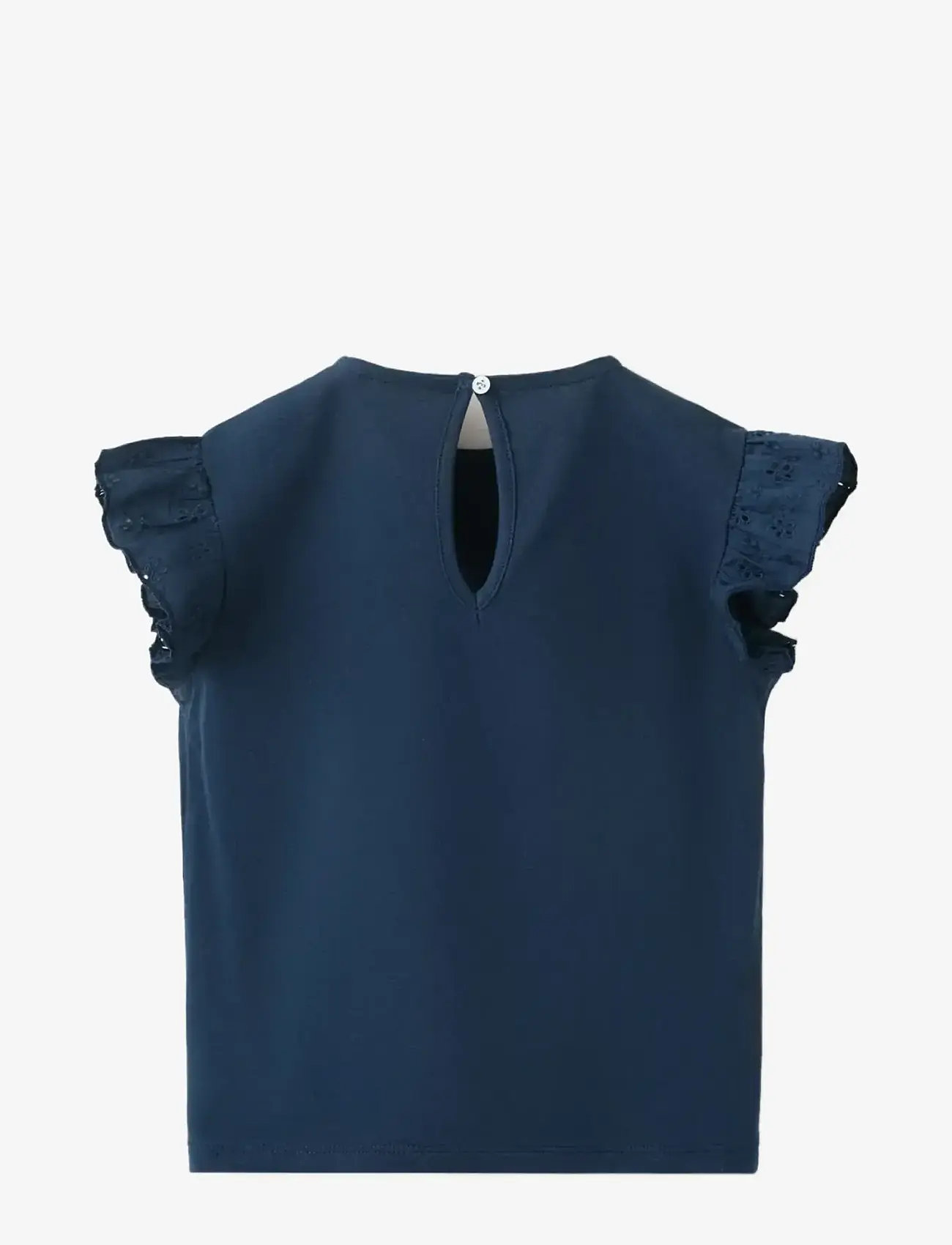Mango - Ruffle top with embroidered details - bluser & tunikaer - navy - 1
