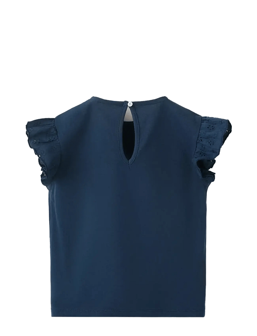 Mango - Ruffle top with embroidered details - blusar & tunikor - navy - 1