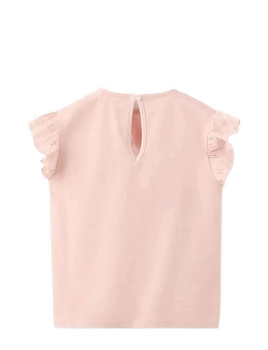 Mango - Ruffle top with embroidered details - blusar & tunikor - pink - 2