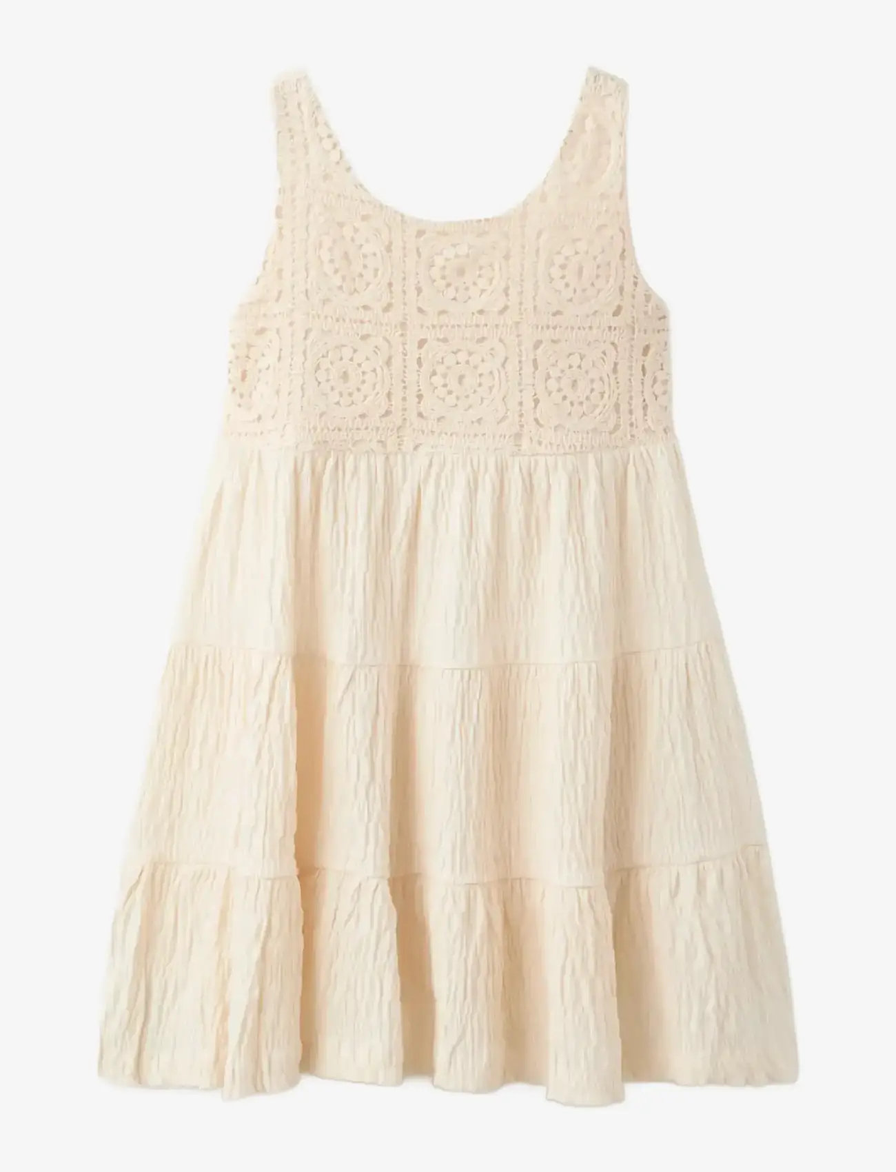Mango - Embroidered textured dress - hihattomat arkimekot - light beige - 1