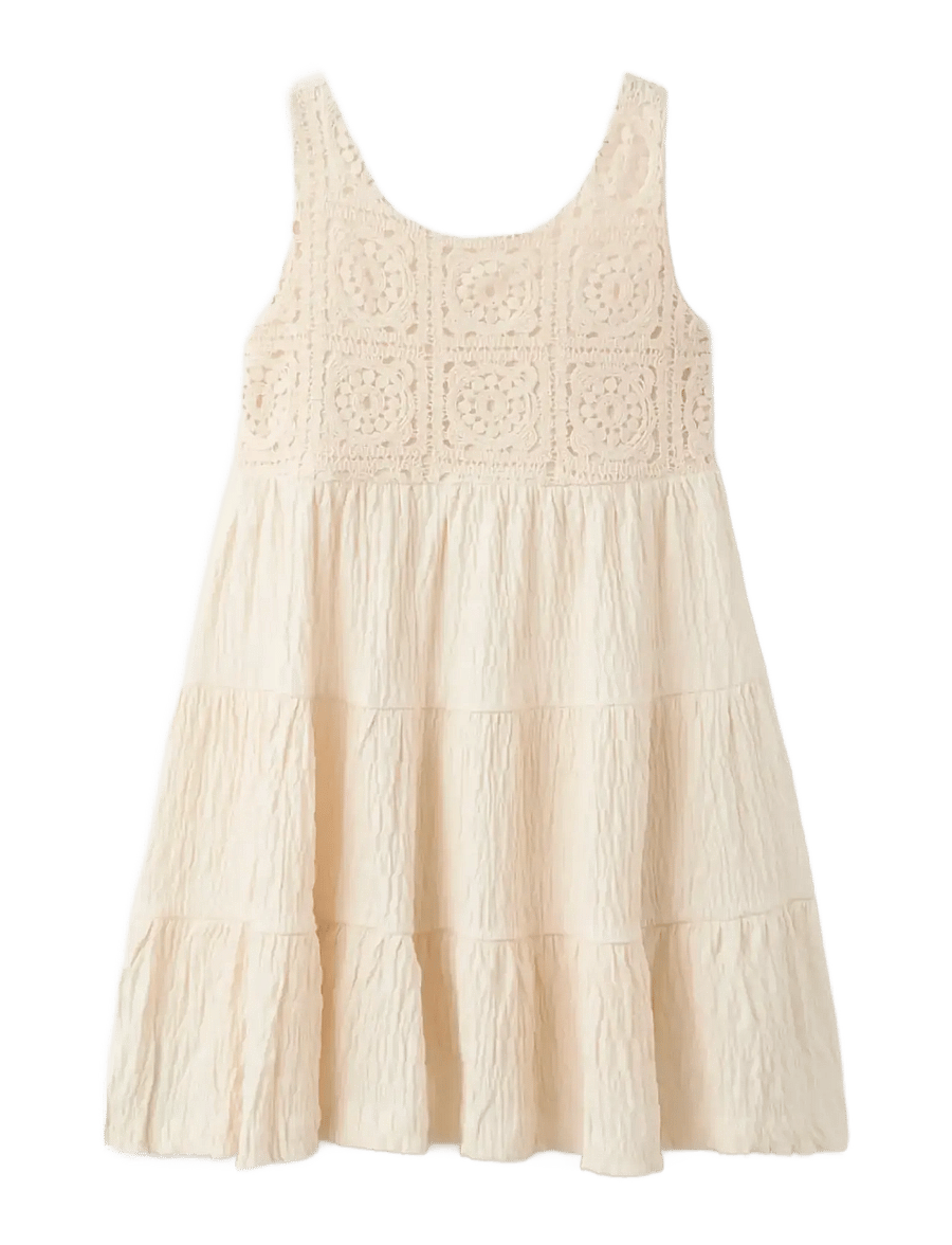 Mango - Embroidered textured dress - Ærmeløse hverdagskjoler - light beige - 1