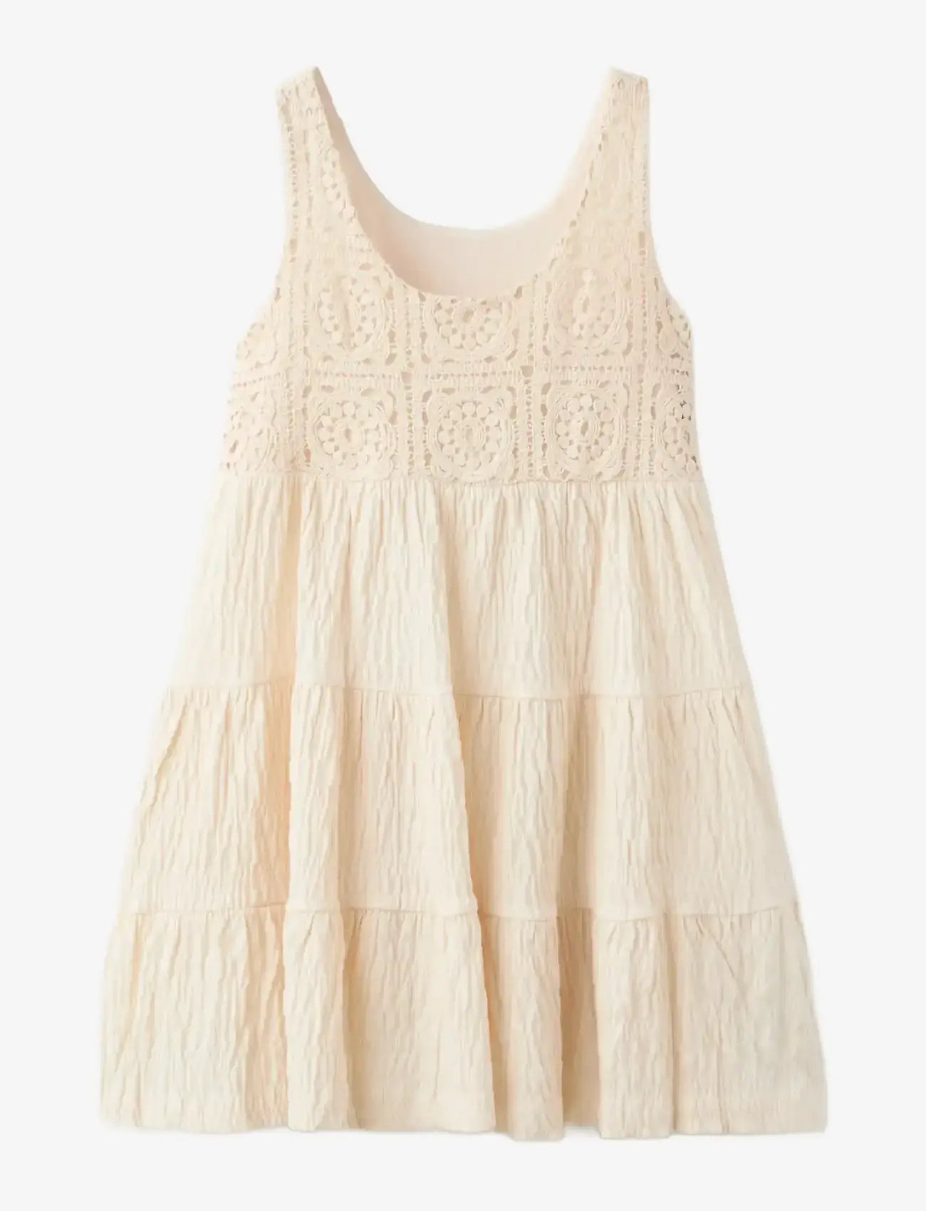 Mango - Embroidered textured dress - hihattomat arkimekot - light beige - 2