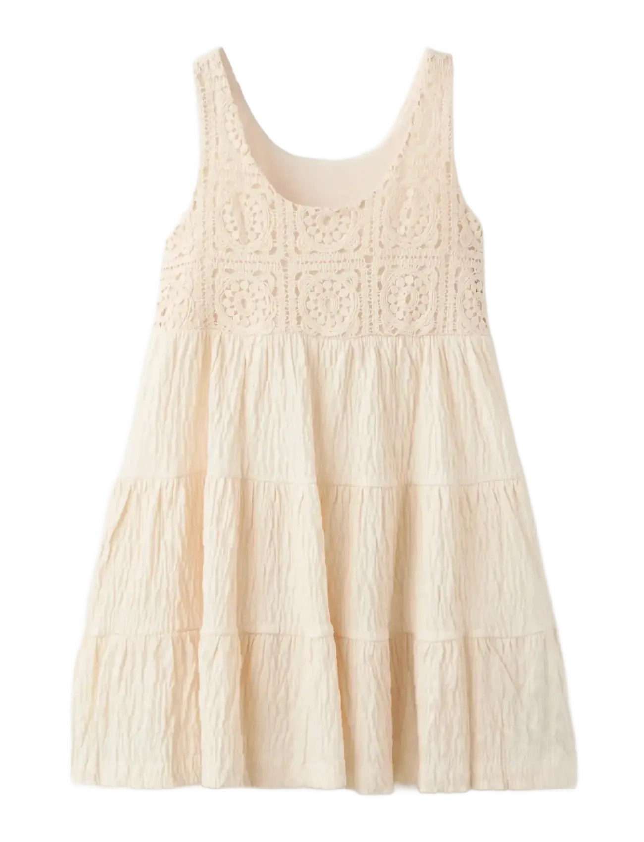 Mango - Embroidered textured dress - Ärmlösa vardagsklänningar - light beige - 2