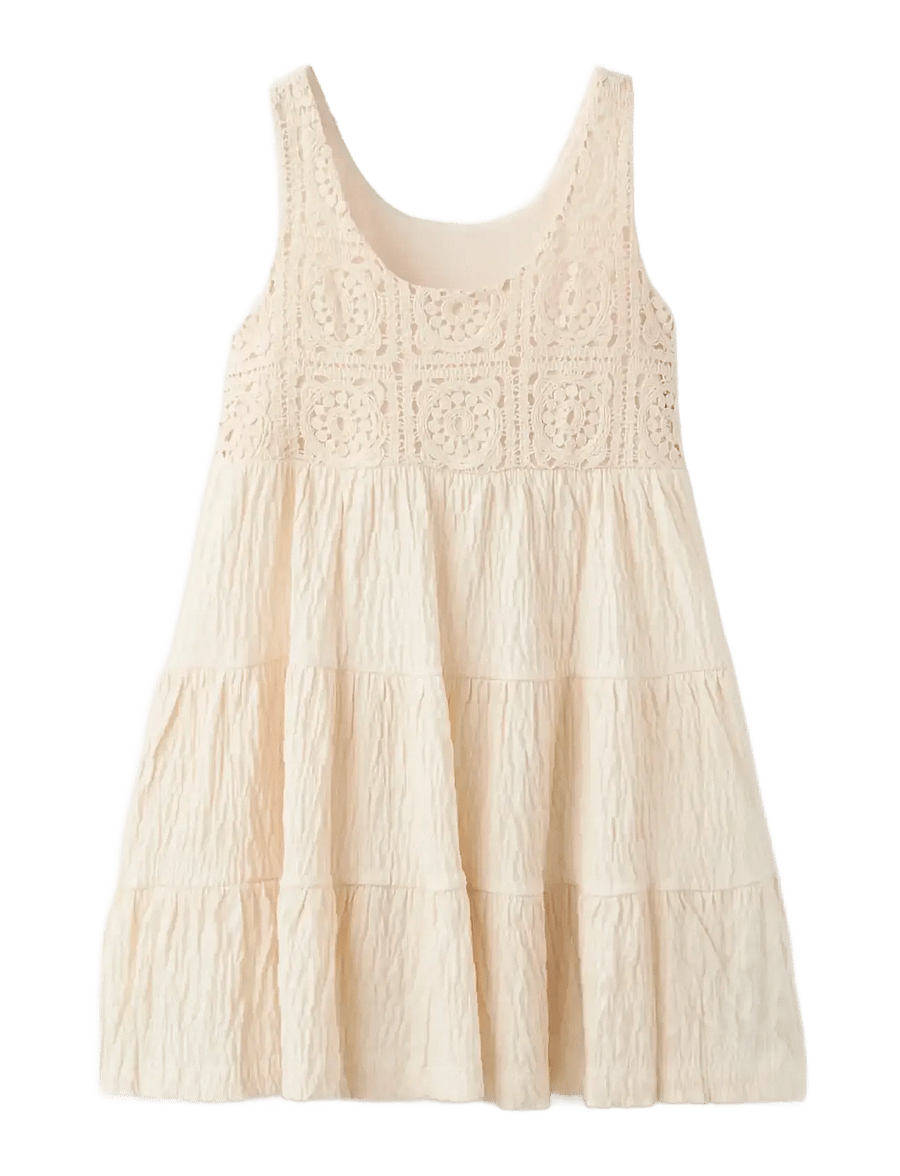 Mango - Embroidered textured dress - Ærmeløse hverdagskjoler - light beige - 2
