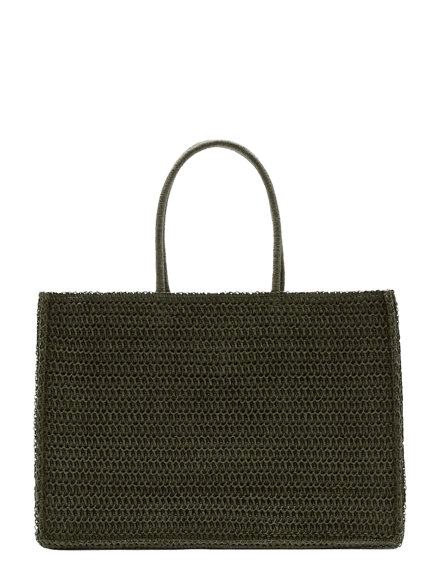 Mango - Natural fibre tote bag - tote bags - beige - khaki - 0