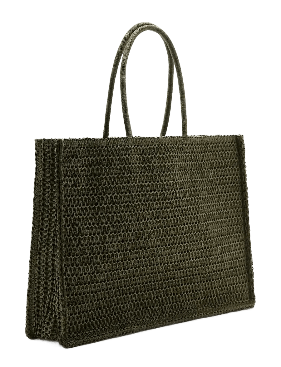 Mango - Natural fibre tote bag - tote bags - beige - khaki - 1