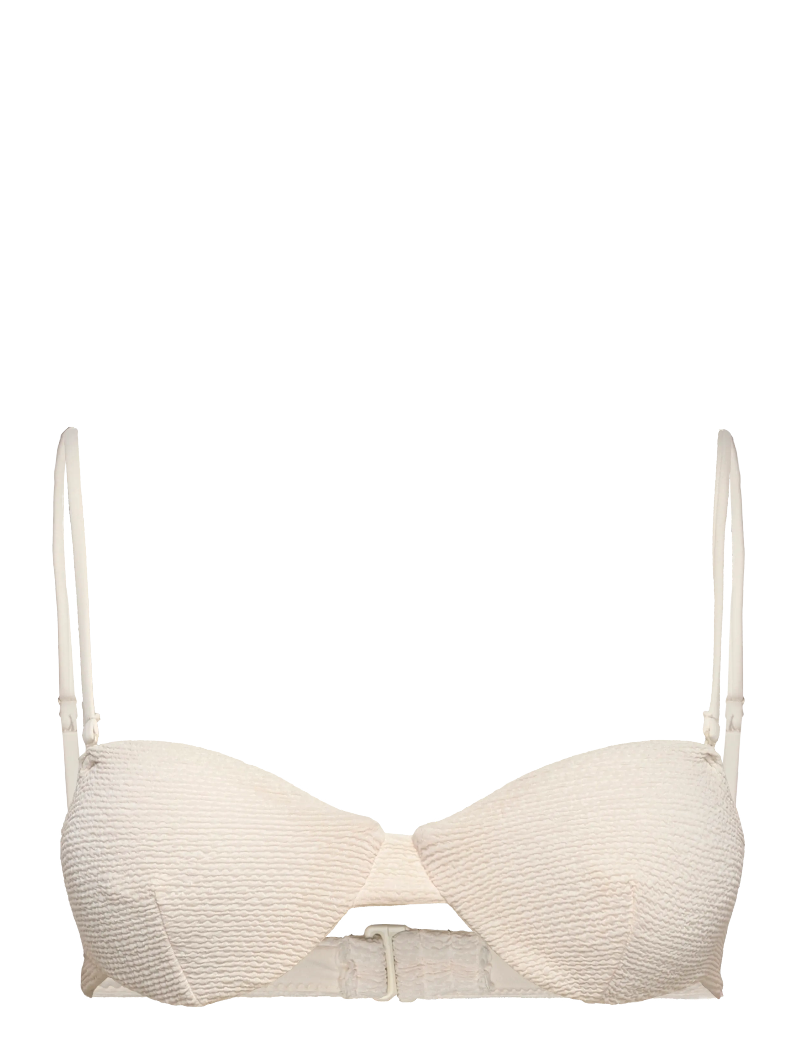 MANGO Textured Bandeau Bikini Oberteil Cream - L - Damen
