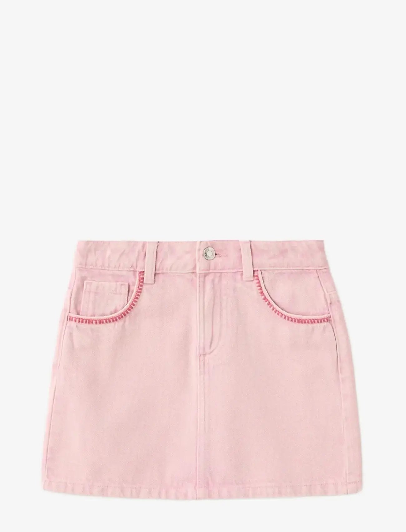 Mango - Denim skirt with embroidered details - denimnederdele - pink - 0