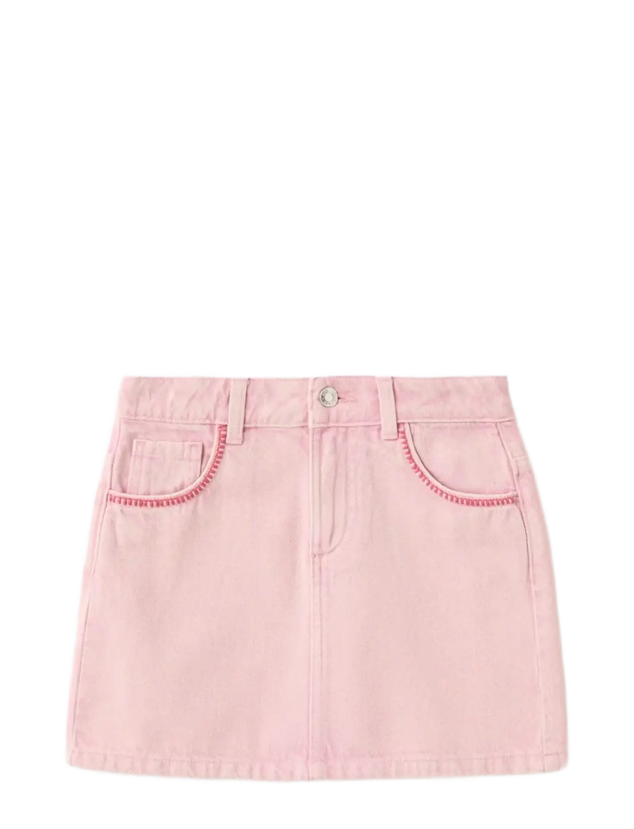 Mango Denim skirt with embroidered details - Børn 2-8 år - PINK / pink/rose