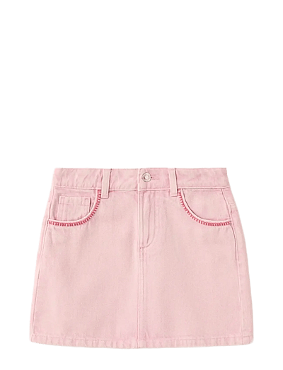 Mango Denim skirt with embroidered details - Klänningar & Kjolar - PINK / pink/rose