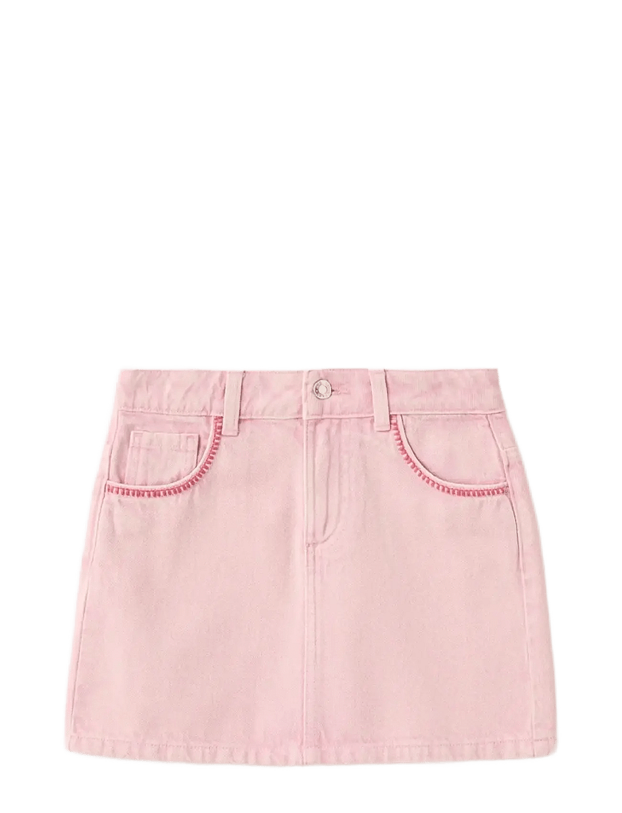 Mango - Denim skirt with embroidered details - denimnederdele - pink - 0