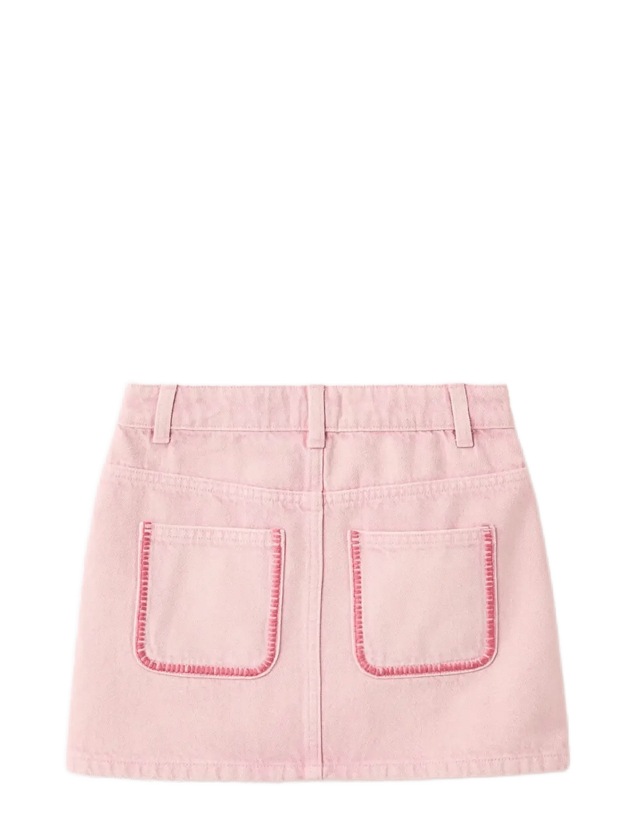 Mango - Denim skirt with embroidered details - denimnederdele - pink - 1