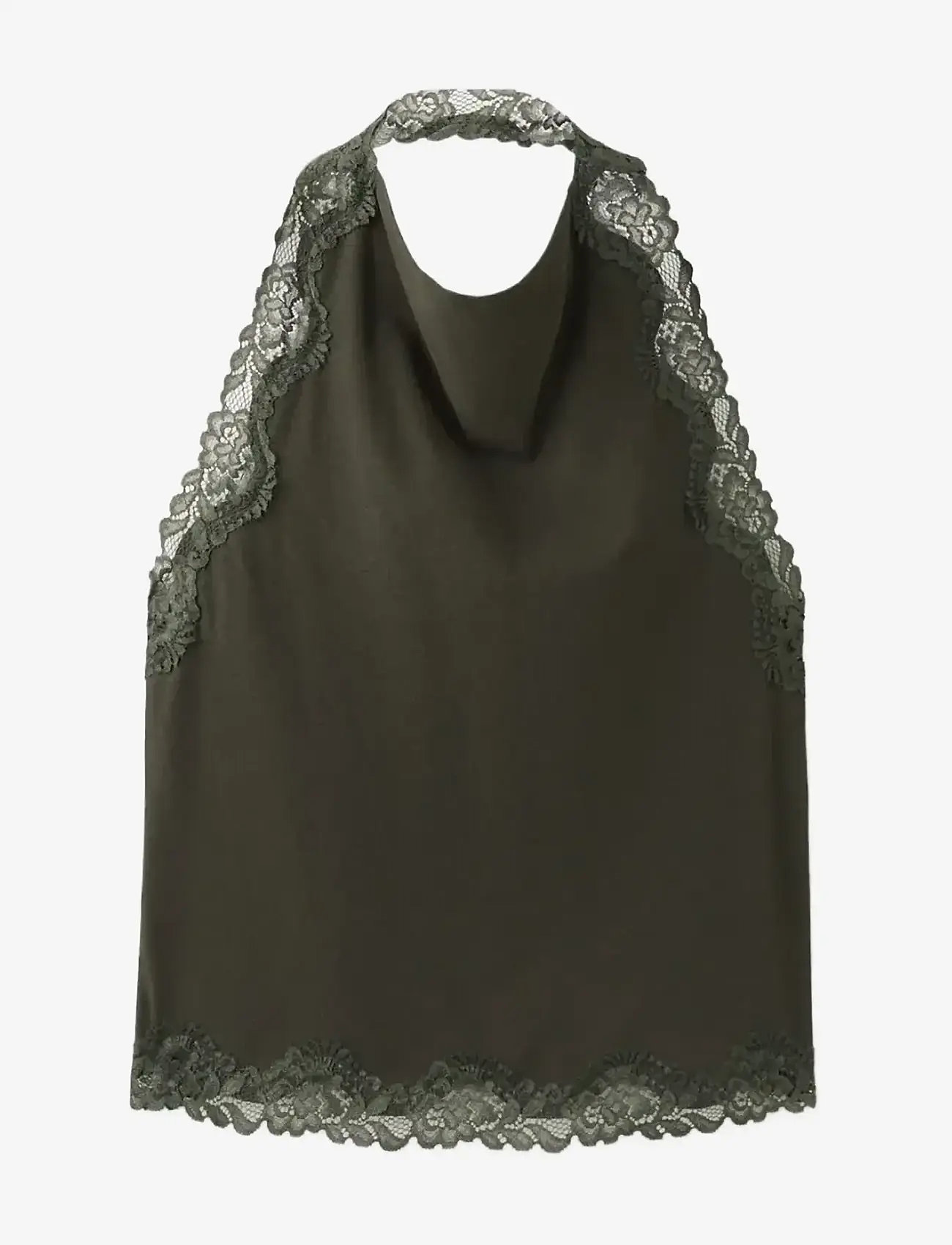 Mango - Lace halter neck top - tanktops - beige - khaki - 1