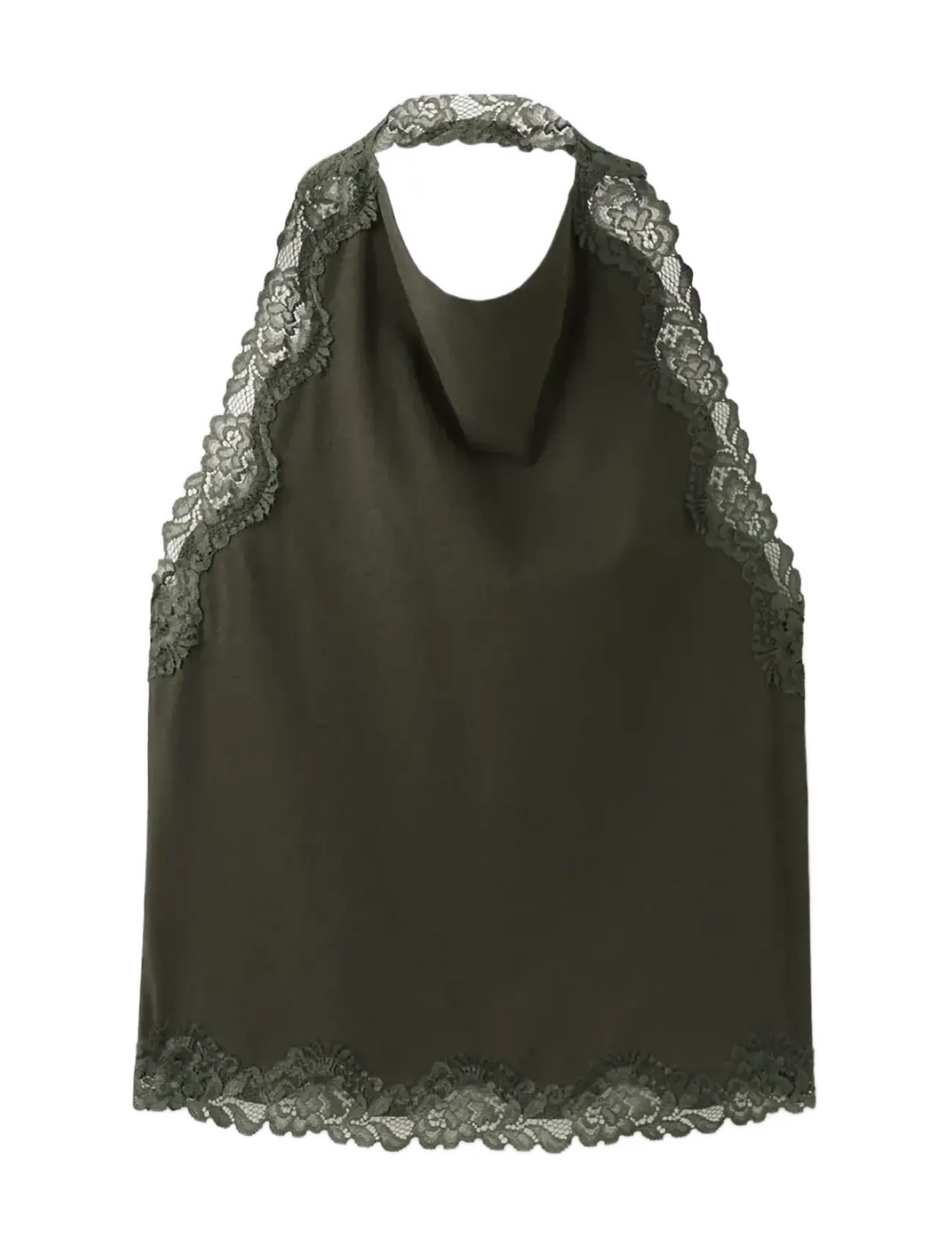 Mango Lace halter neck top - Clothing - BEIGE - KHAKI / khaki/green