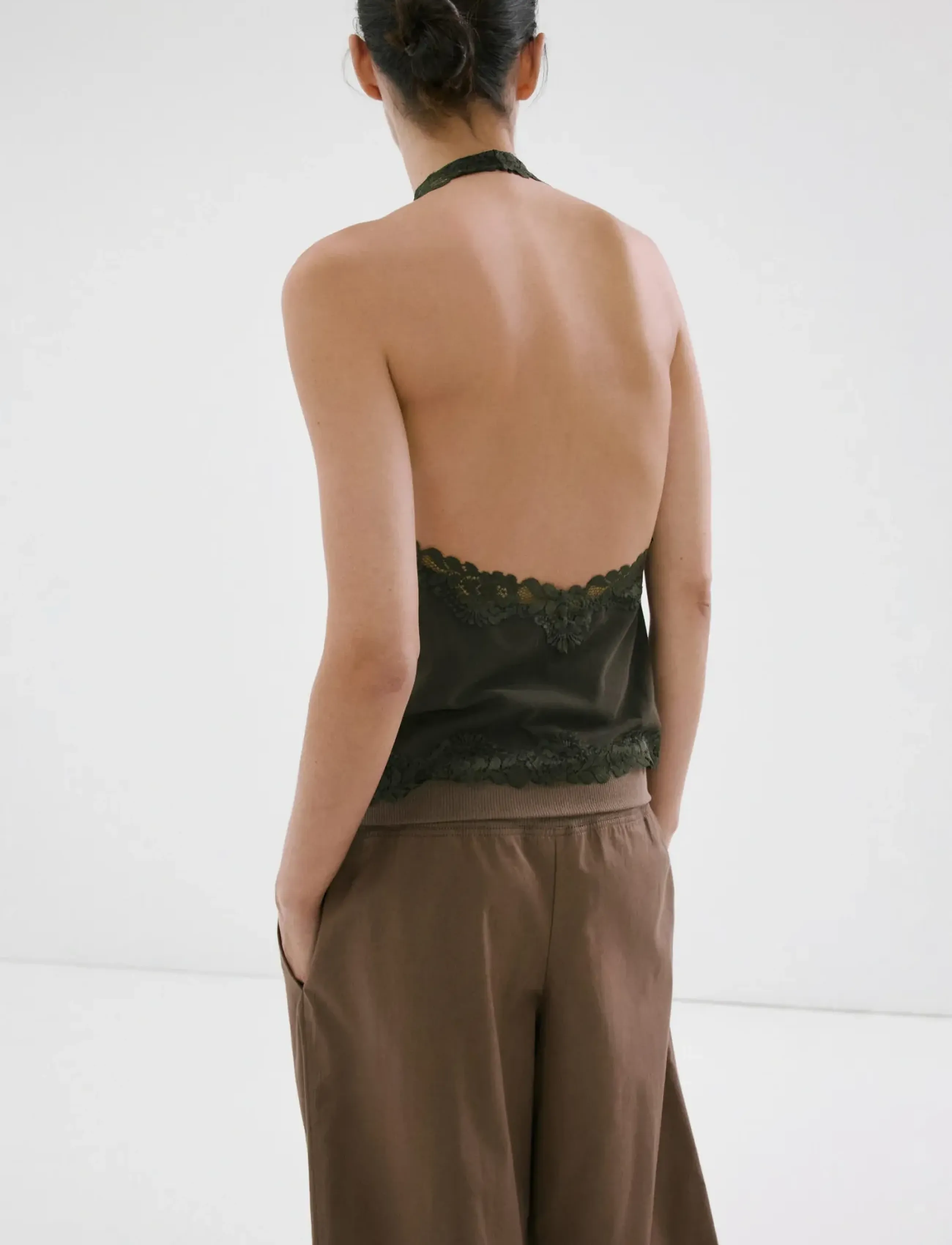 Mango - Lace halter neck top - ermeløse topper - beige - khaki - 2