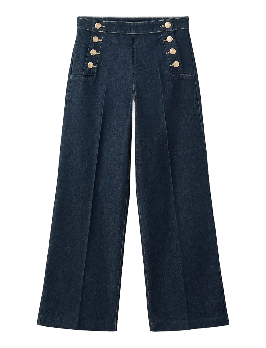 Mango - Wide-leg jeans with side buttons - vida jeans - open blue - 1